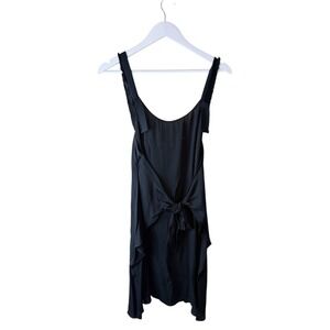 Current Air Los Angeles Black Front Tie Mini Dress Frayed Straps Size L 1690908
